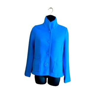 Talbots XS ladies blue jacket. Long sleeve with pockets and four buttons.